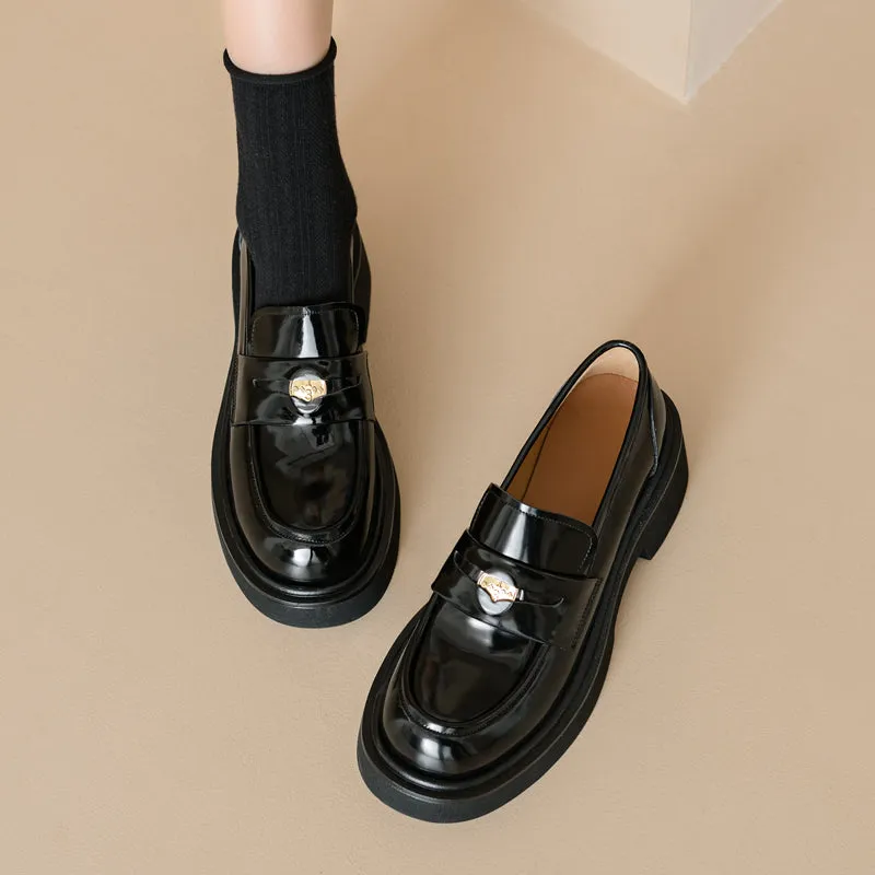 Women's Retro Penny Platform Chunky Loafers