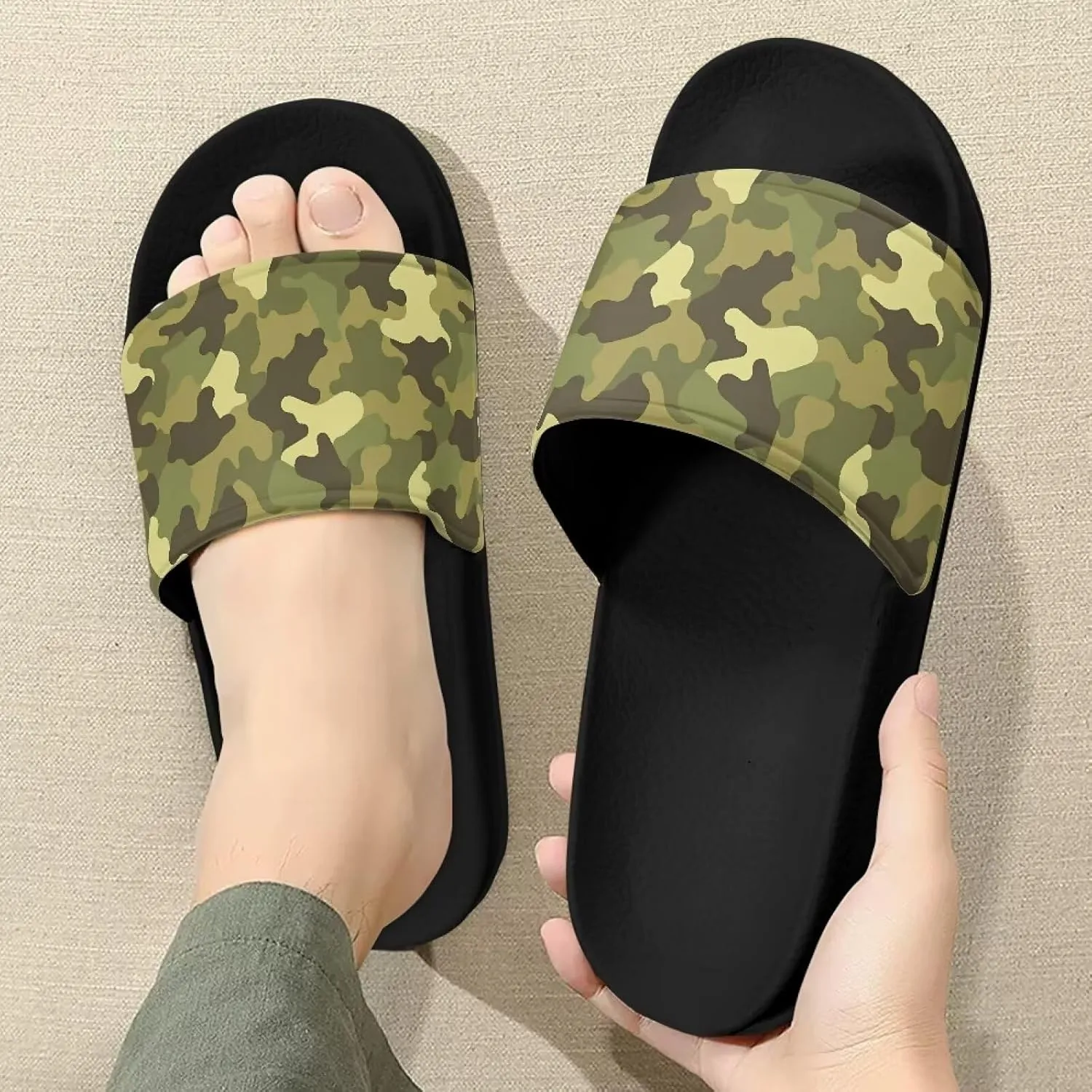 Women's Slide Sandals Fashion Summer Beach Shoes House Slides Comfortable Shower Sandals Anti-skid Bathroom Slippers SizeUS 6-13.5