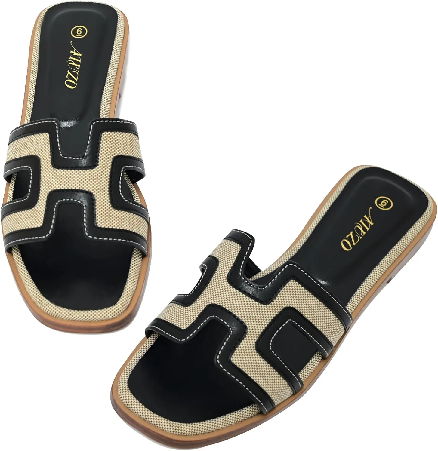 Women's Slide Sandals Wide Width Flats Slip-On Open Toe Memory Foam Comfort for Walking, Beach & Casual - Anti-Slip Sole