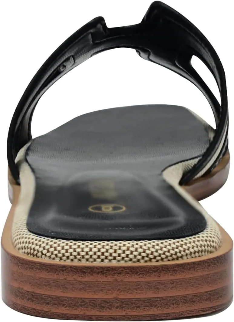 Women's Slide Sandals Wide Width Flats Slip-On Open Toe Memory Foam Comfort for Walking, Beach & Casual - Anti-Slip Sole