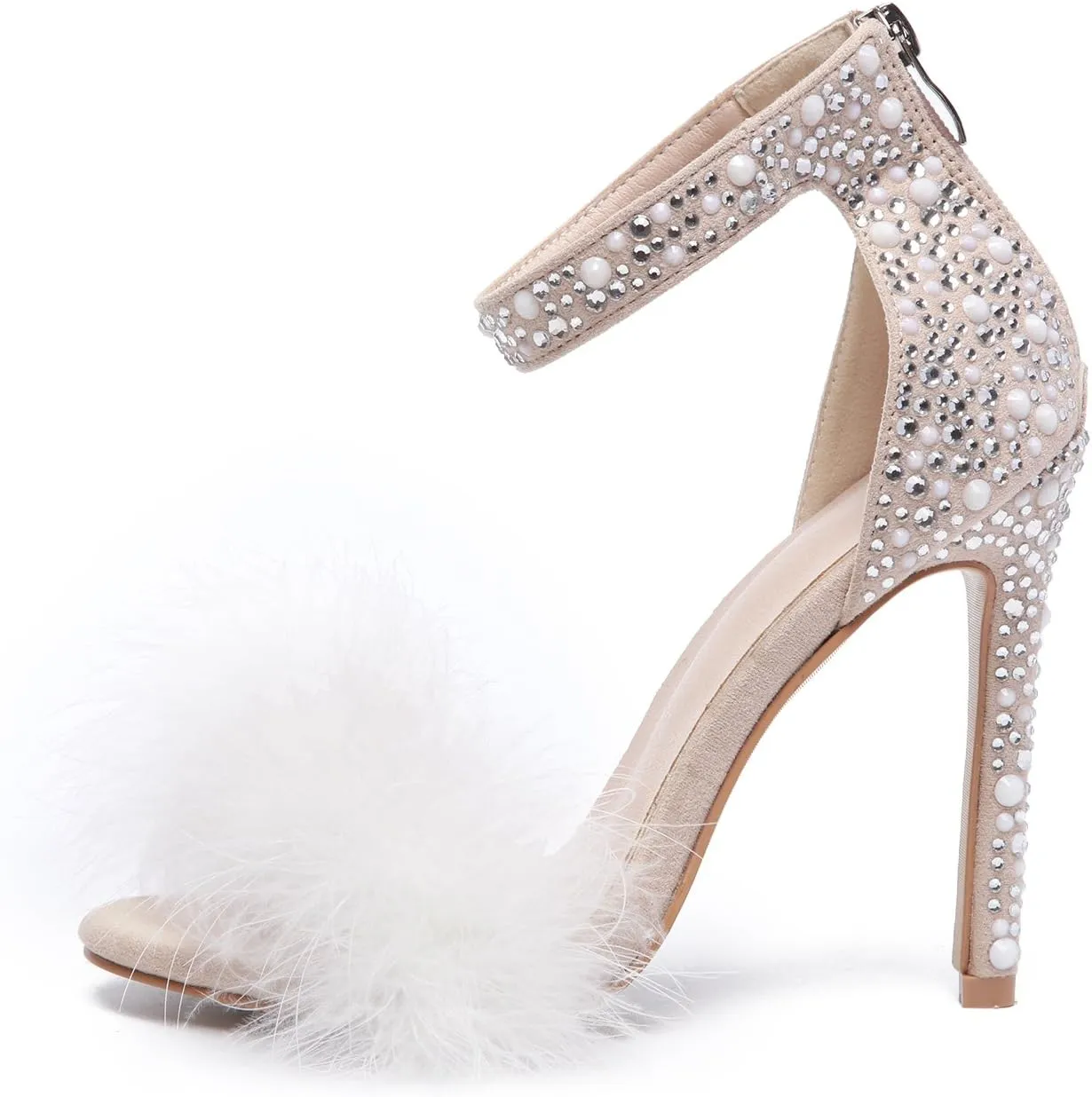 Women's Wedding Dress Party & Evening Stiletto Heel Pearl Fur Sandals