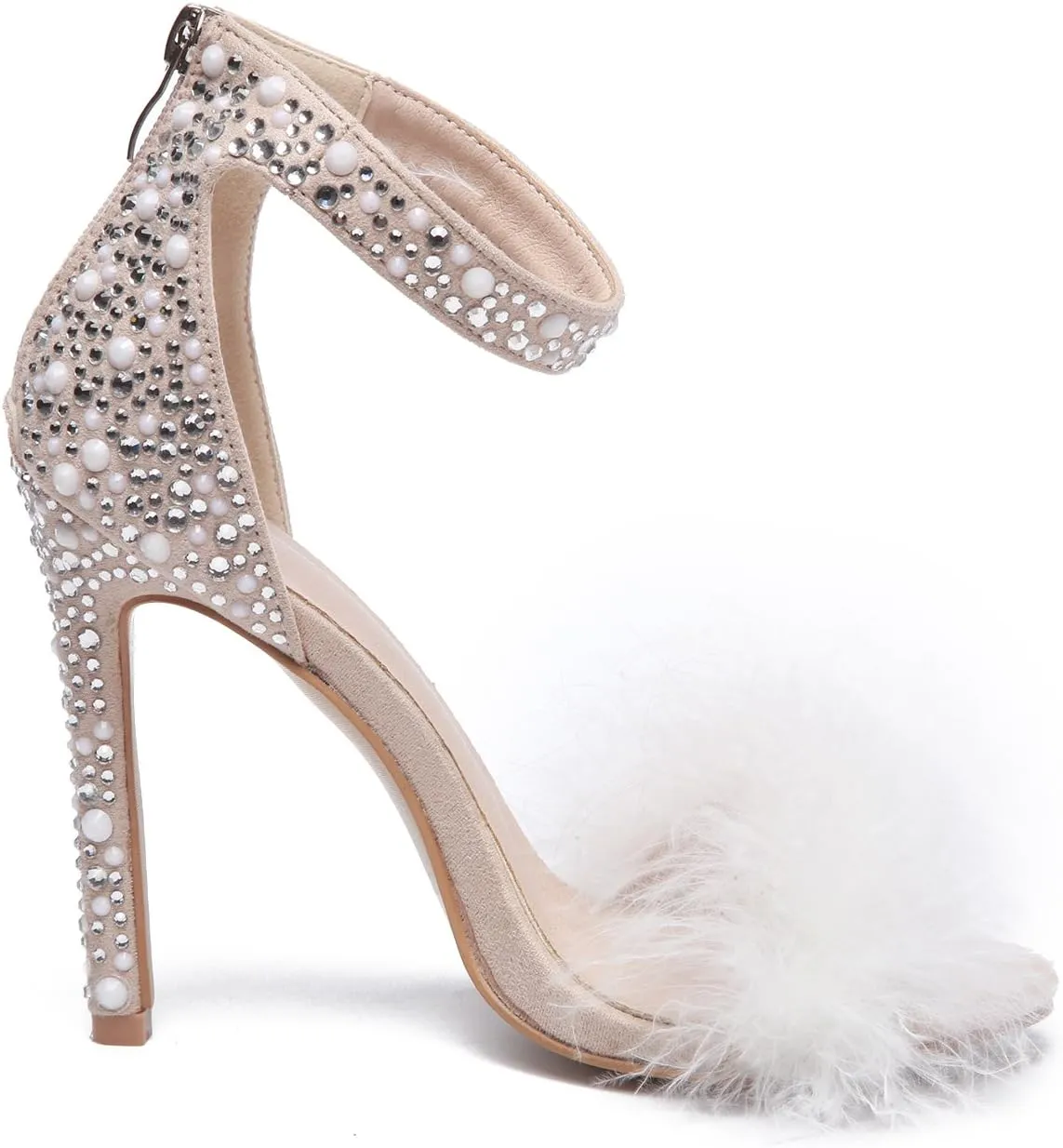 Women's Wedding Dress Party & Evening Stiletto Heel Pearl Fur Sandals