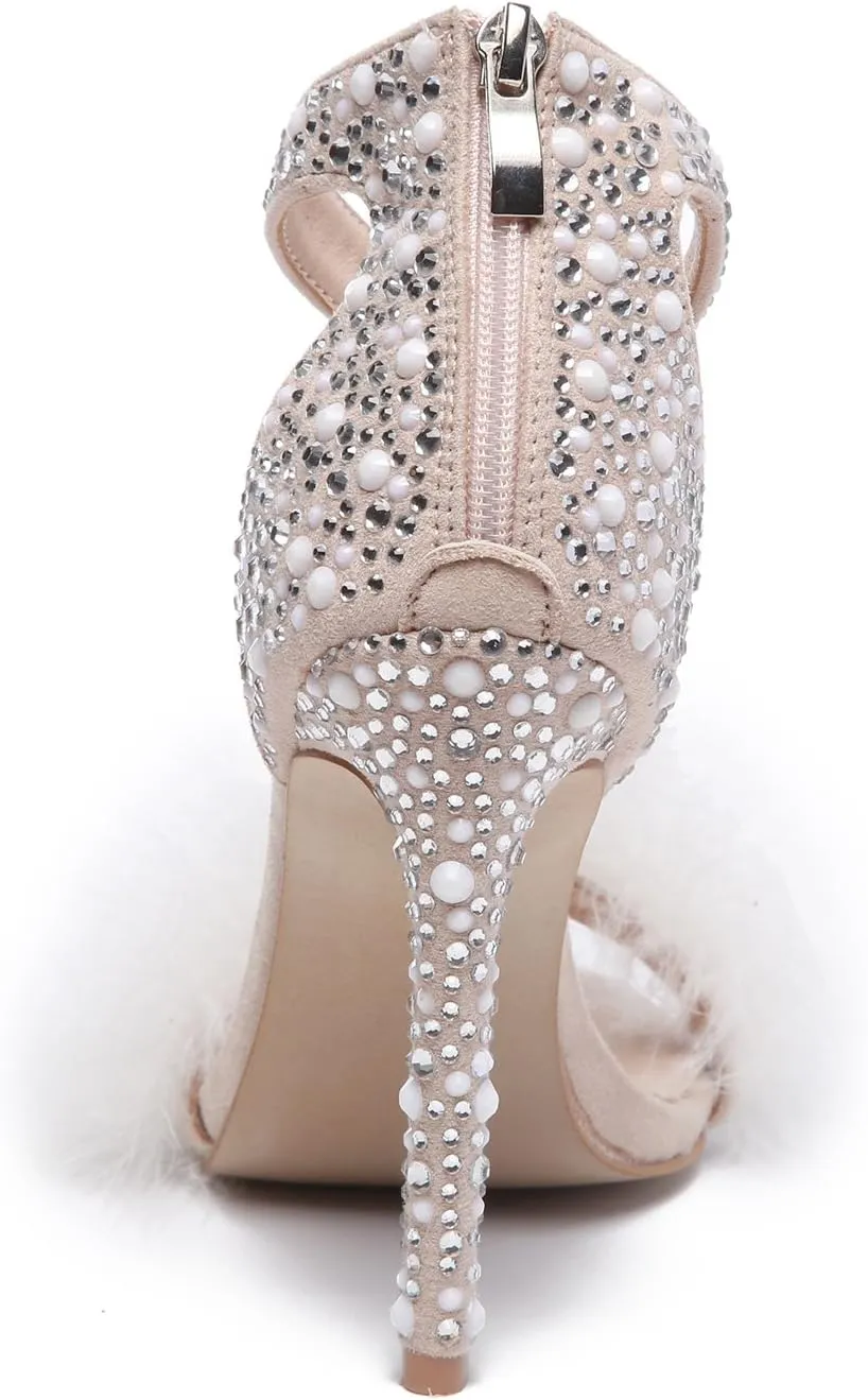 Women's Wedding Dress Party & Evening Stiletto Heel Pearl Fur Sandals