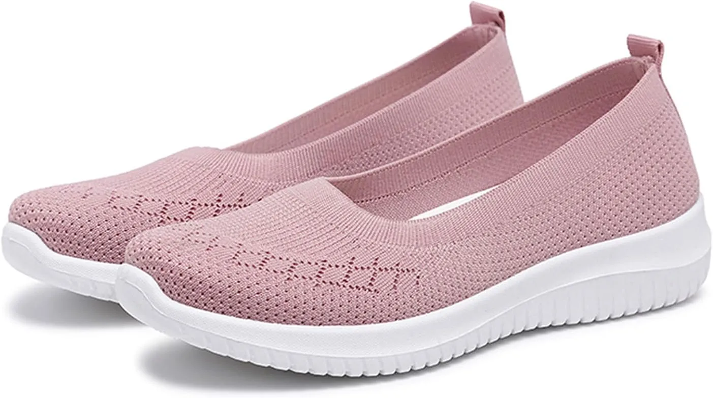 Womens Woven Orthopedic Breathable Soft Shoes Go Walking Women’s Breathable Walking Shoes Slip On Mesh Knitted Flats Gym Sneakers Lightweight Casual Easy Shoe Arch Support Orthopedic Flat Footwear