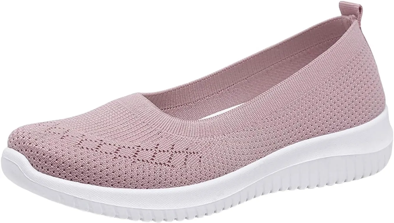 Womens Woven Orthopedic Breathable Soft Shoes Go Walking Women’s Breathable Walking Shoes Slip On Mesh Knitted Flats Gym Sneakers Lightweight Casual Easy Shoe Arch Support Orthopedic Flat Footwear