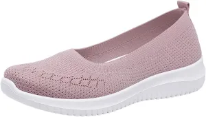 Womens Woven Orthopedic Breathable Soft Shoes Go Walking Women’s Breathable Walking Shoes Slip On Mesh Knitted Flats Gym Sneakers Lightweight Casual Easy Shoe Arch Support Orthopedic Flat Footwear