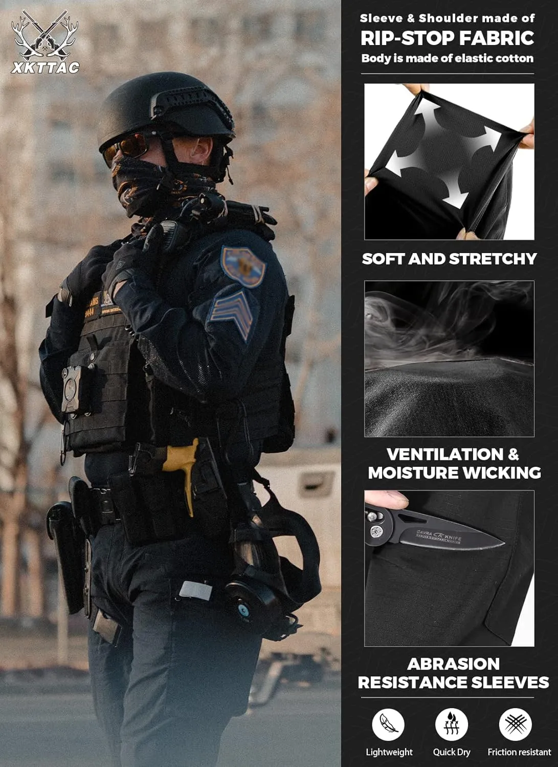XKTTAC Combat Tactical Shirt for Men with 2-4 Pockets Airsoft-Military-Paintball-Camping Gear Army Security Clothes