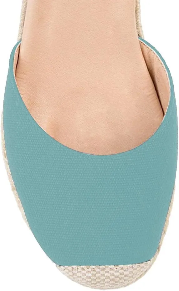 XYD Women's Closed Round Toe Ankle Strappy Espadrilles Wedge Sandals Slingback Platform Heel Casual Resort Dress Summer Roman Shoes