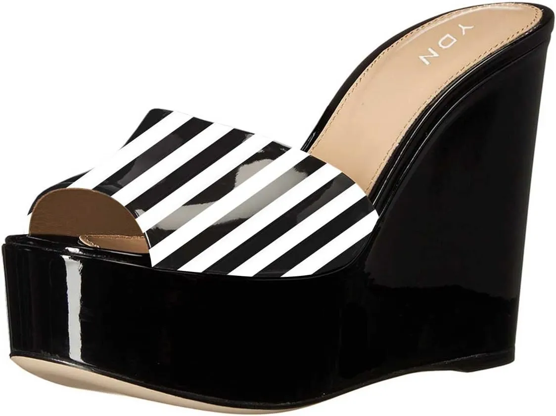 YDN Women High Heels Platform Mules Peep Toe Clogs Slip on Wedge Sandals Slide Backless Shoes Size 4-15 US