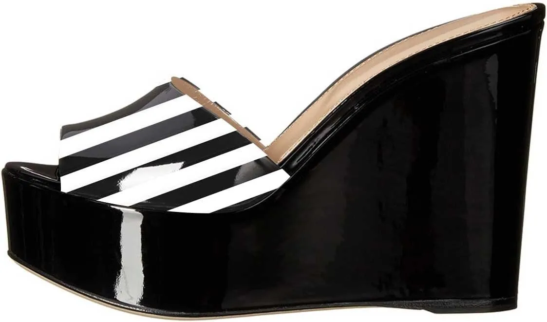 YDN Women High Heels Platform Mules Peep Toe Clogs Slip on Wedge Sandals Slide Backless Shoes Size 4-15 US