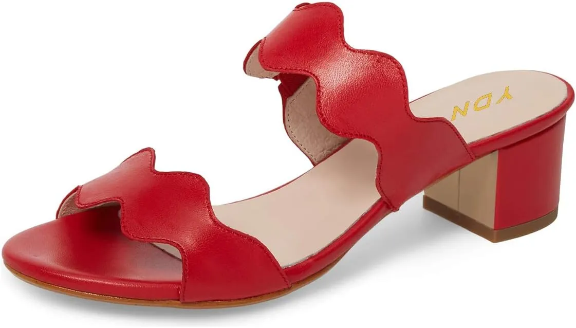 YDN Women Strappy Heeled Sandals Opentoe Mules Slip On Chunky Block Comfortable Walking Shoes