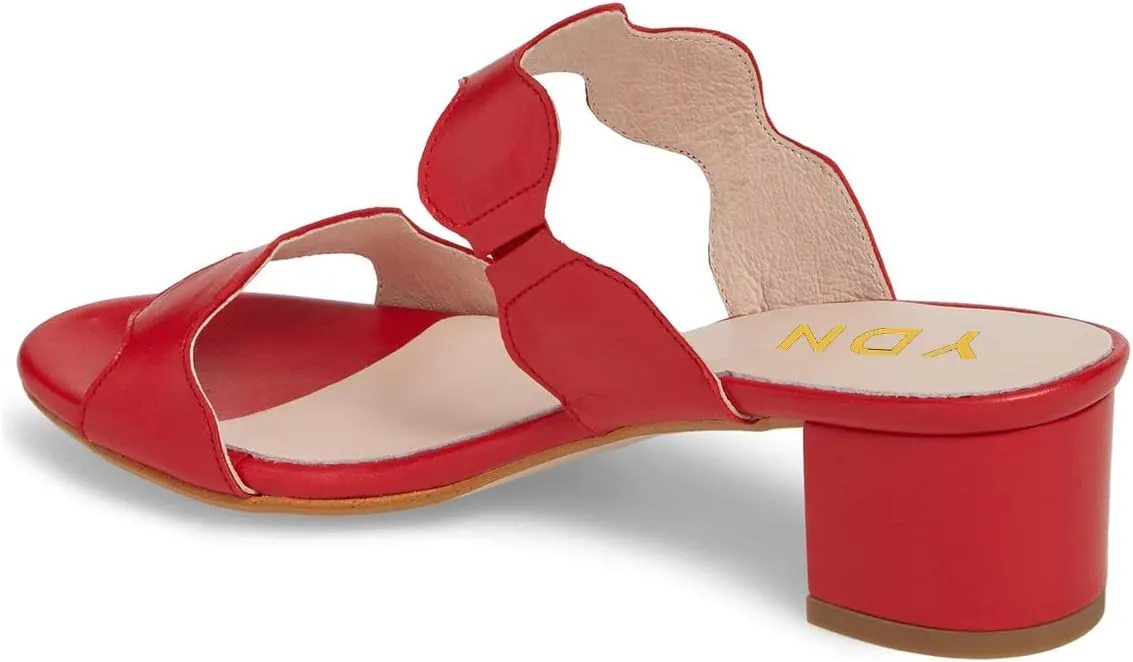 YDN Women Strappy Heeled Sandals Opentoe Mules Slip On Chunky Block Comfortable Walking Shoes