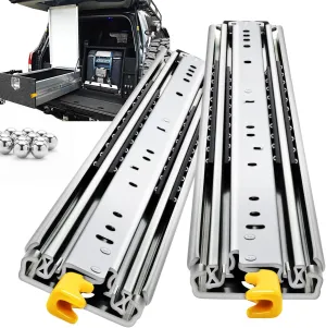 YENUO Heavy Duty Drawer Slides with Lock 12 14 16 18 20 22 24 26 28 30 32 34 36 38 40 44 48 52 56 60 Inch Full Extension Side Mount Ball Bearing Locking Rails Track Glides Runners Load 390 Lbs 1 Pair