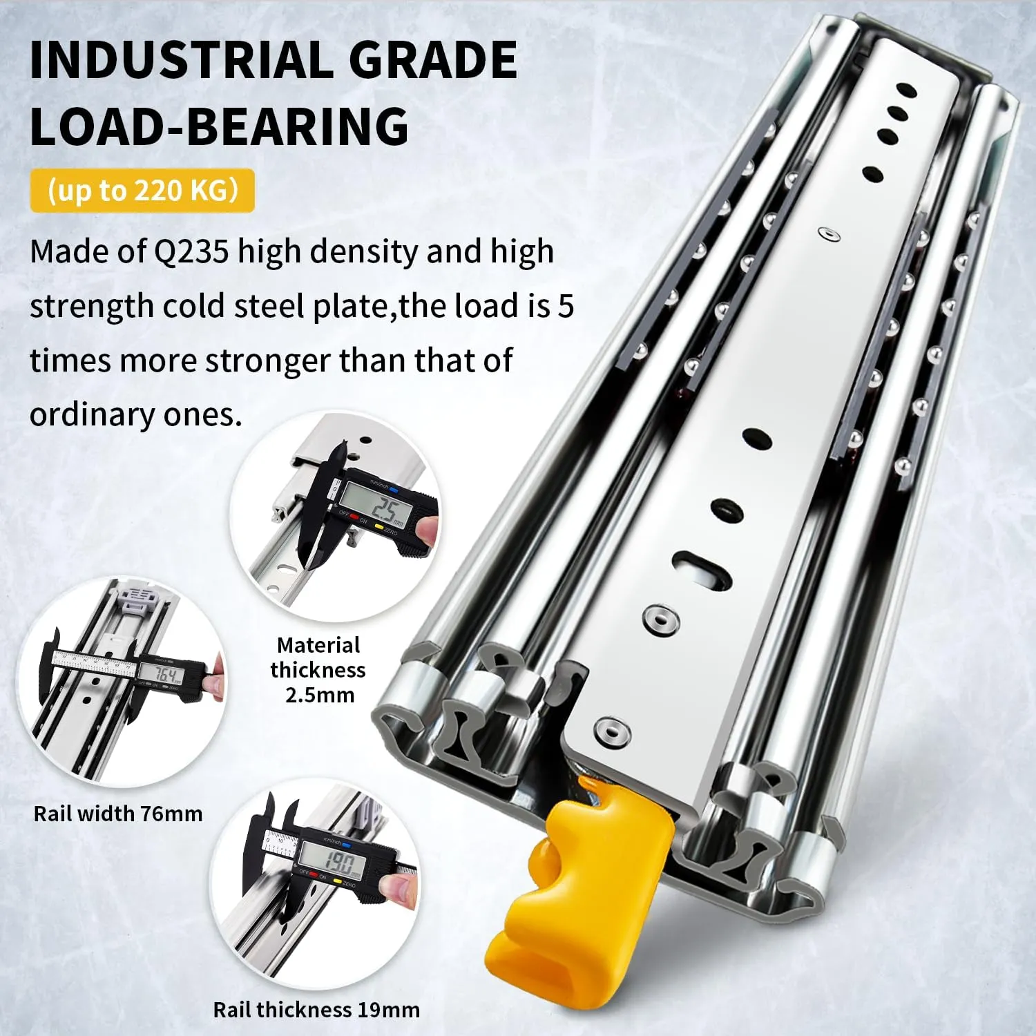 YENUO Heavy Duty Drawer Slides with Lock 12 14 16 18 20 22 24 26 28 30 32 34 36 38 40 44 48 52 56 60 Inch Full Extension Side Mount Ball Bearing Locking Rails Track Glides Runners Load 390 Lbs 1 Pair