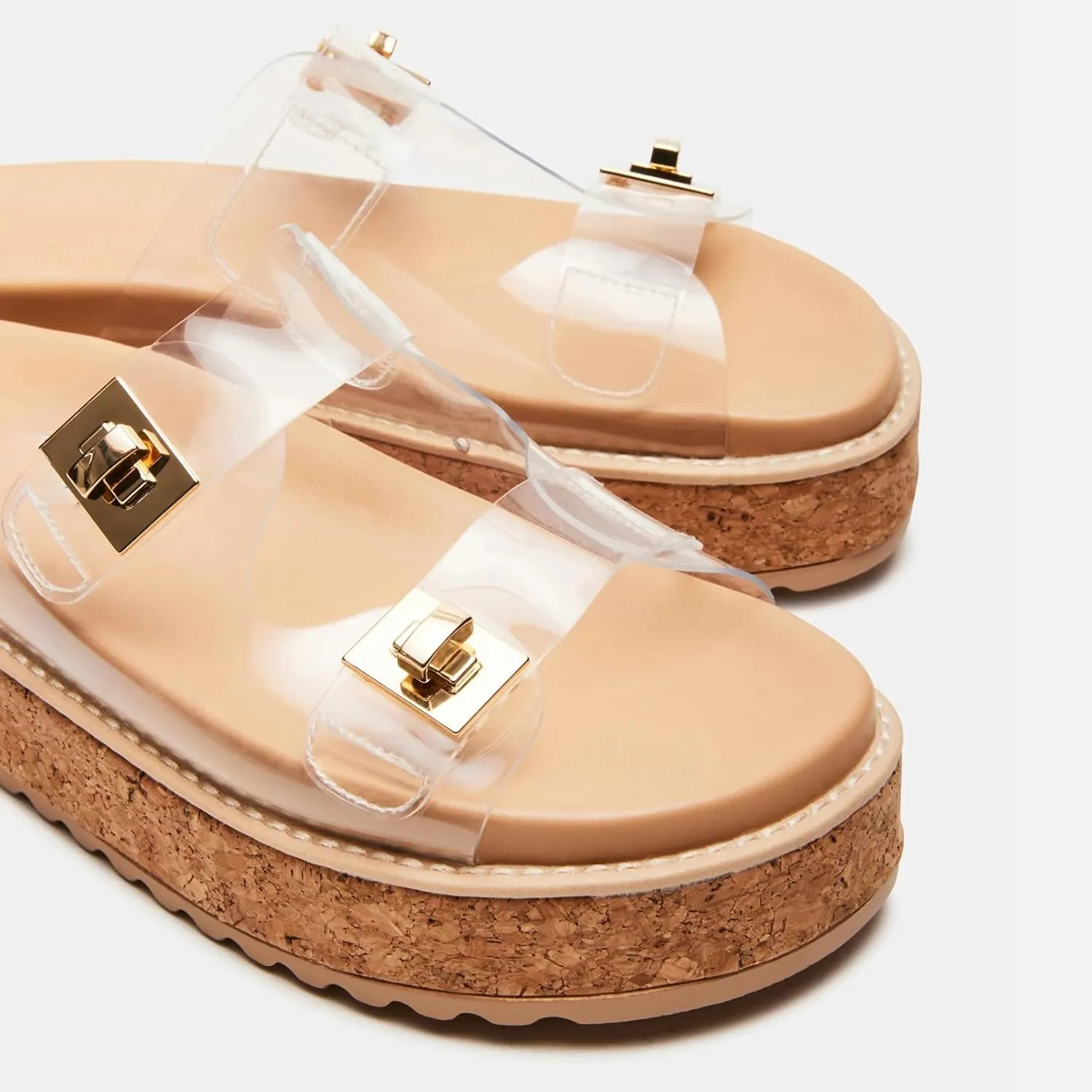 Yishaweiqi Women's Suede Platform Sandals Slip On Open Round Toe Flatform Sandals Adjustable Straps Vacation Beach Slide Sandals