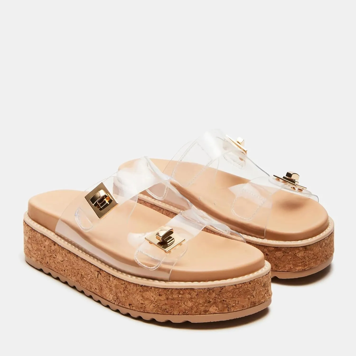 Yishaweiqi Women's Suede Platform Sandals Slip On Open Round Toe Flatform Sandals Adjustable Straps Vacation Beach Slide Sandals