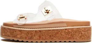 Yishaweiqi Women's Suede Platform Sandals Slip On Open Round Toe Flatform Sandals Adjustable Straps Vacation Beach Slide Sandals
