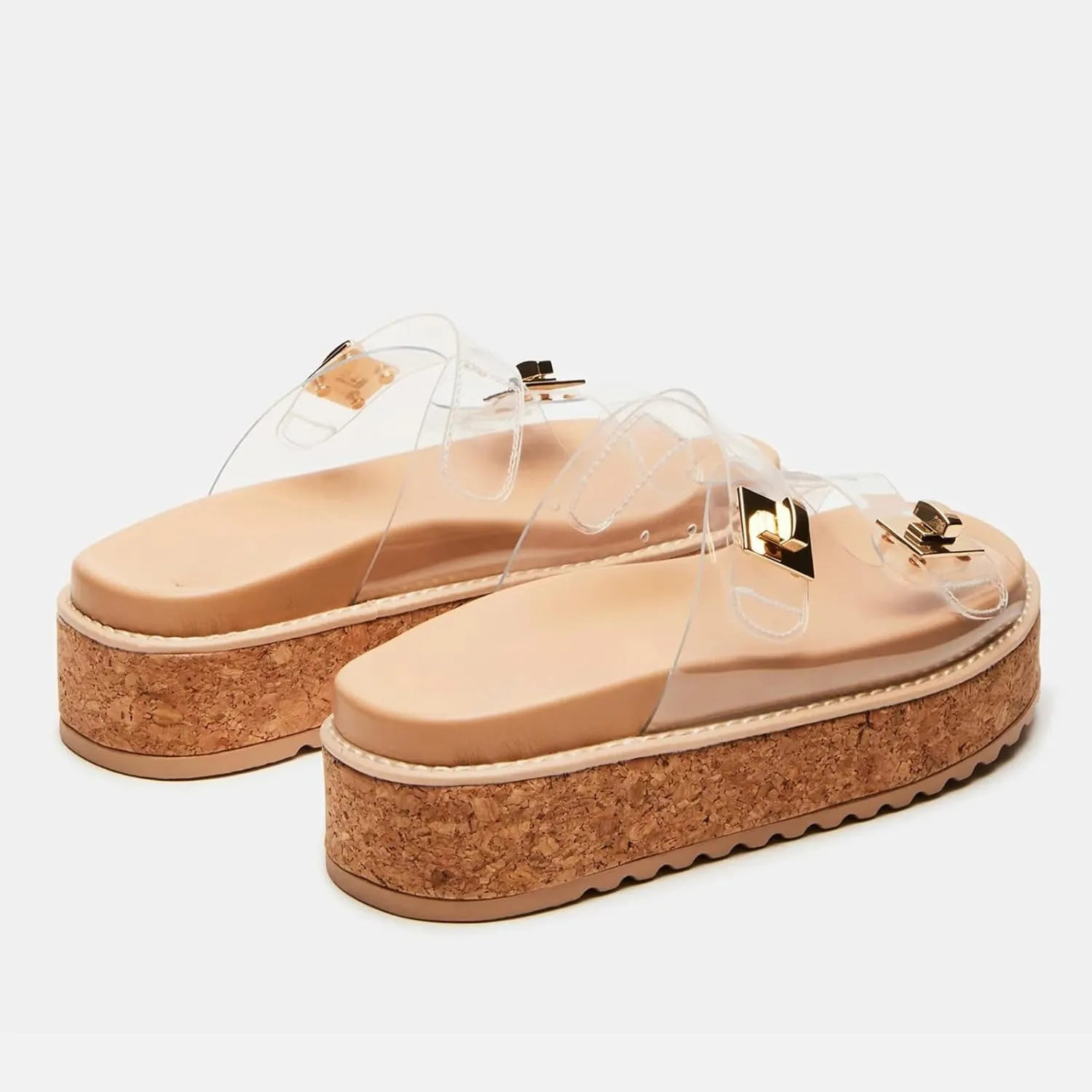 Yishaweiqi Women's Suede Platform Sandals Slip On Open Round Toe Flatform Sandals Adjustable Straps Vacation Beach Slide Sandals