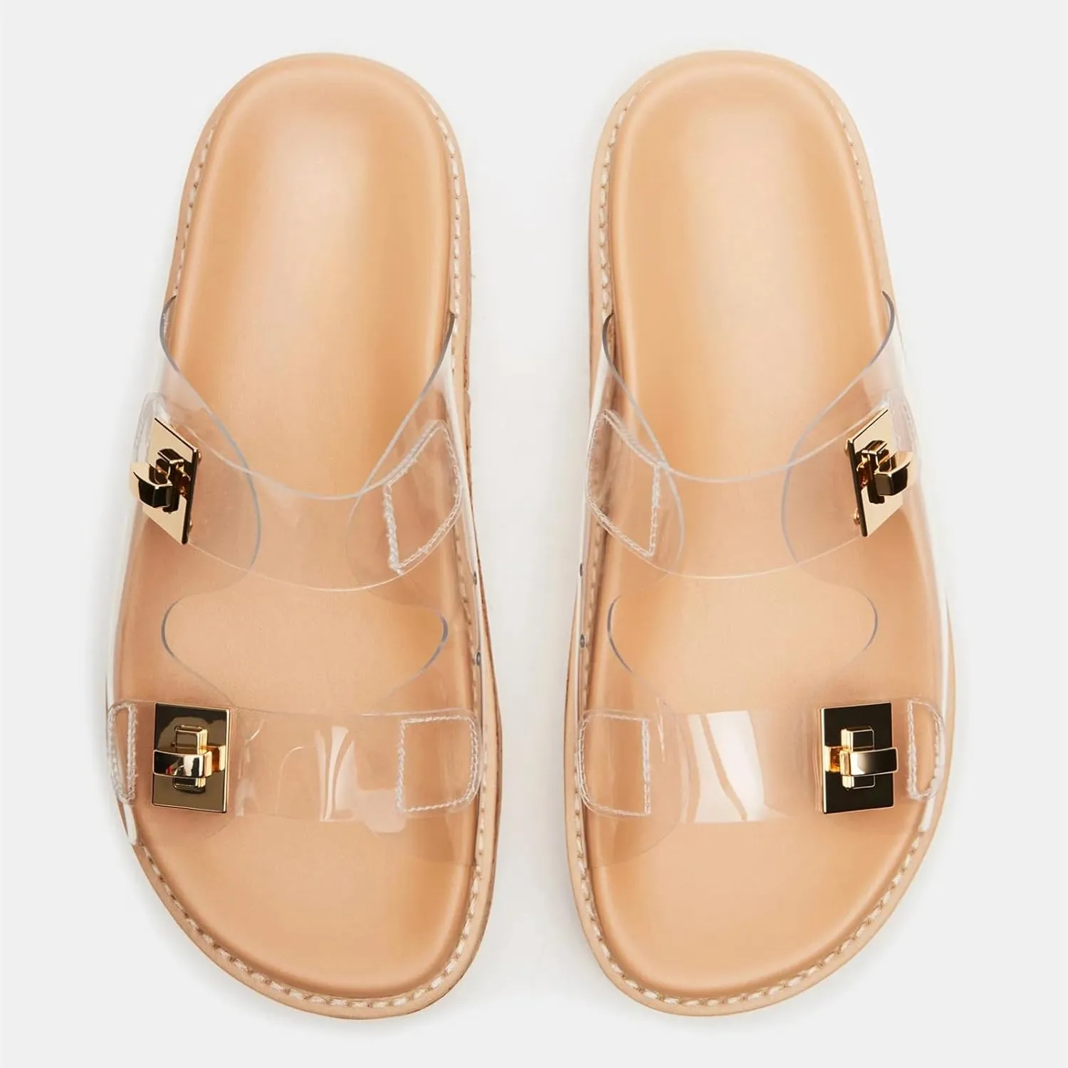 Yishaweiqi Women's Suede Platform Sandals Slip On Open Round Toe Flatform Sandals Adjustable Straps Vacation Beach Slide Sandals