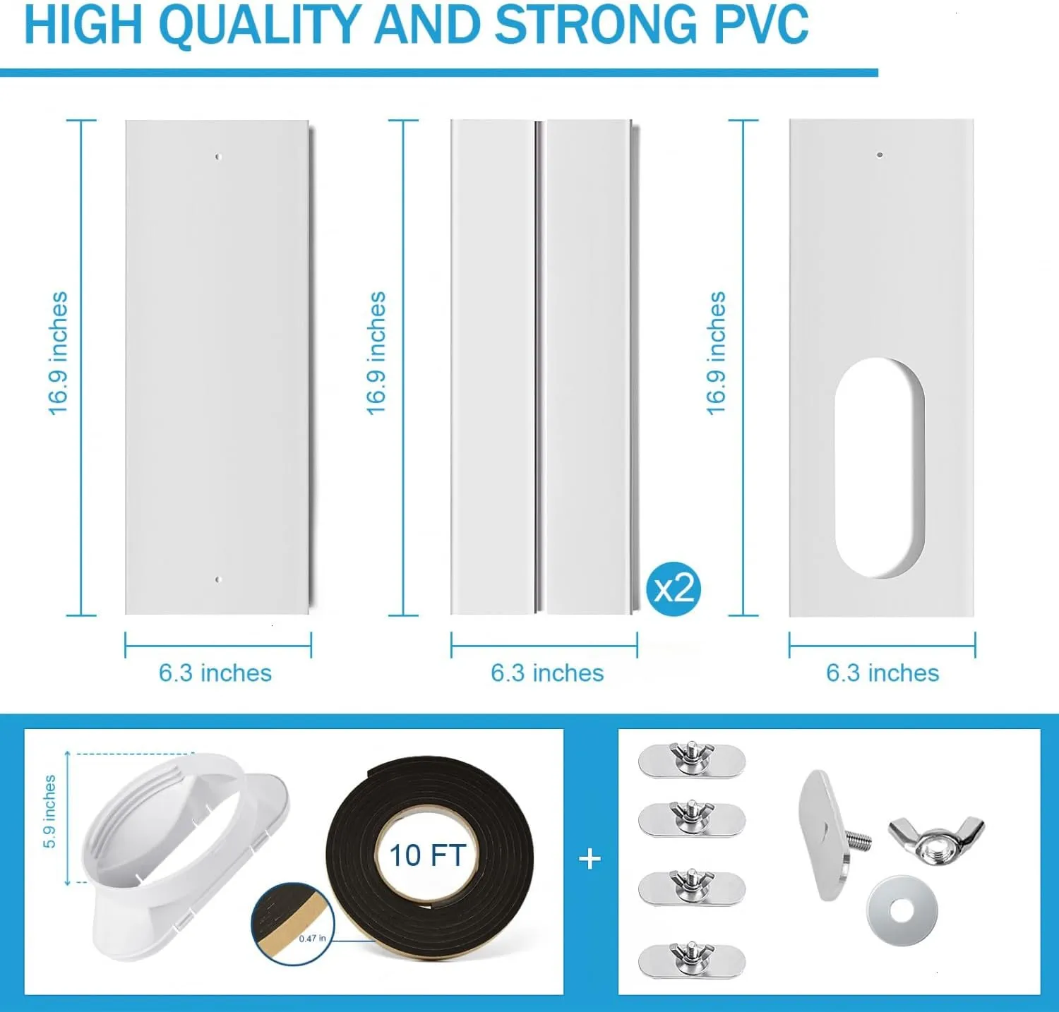 YoleShy Portable Air Conditioner Window Kit with Coupler Adjustable Window Seal for AC Unit, Sliding AC Vent Kit for Exhaust Hose, Universal for Ducting with 5.9 Inches Diameter