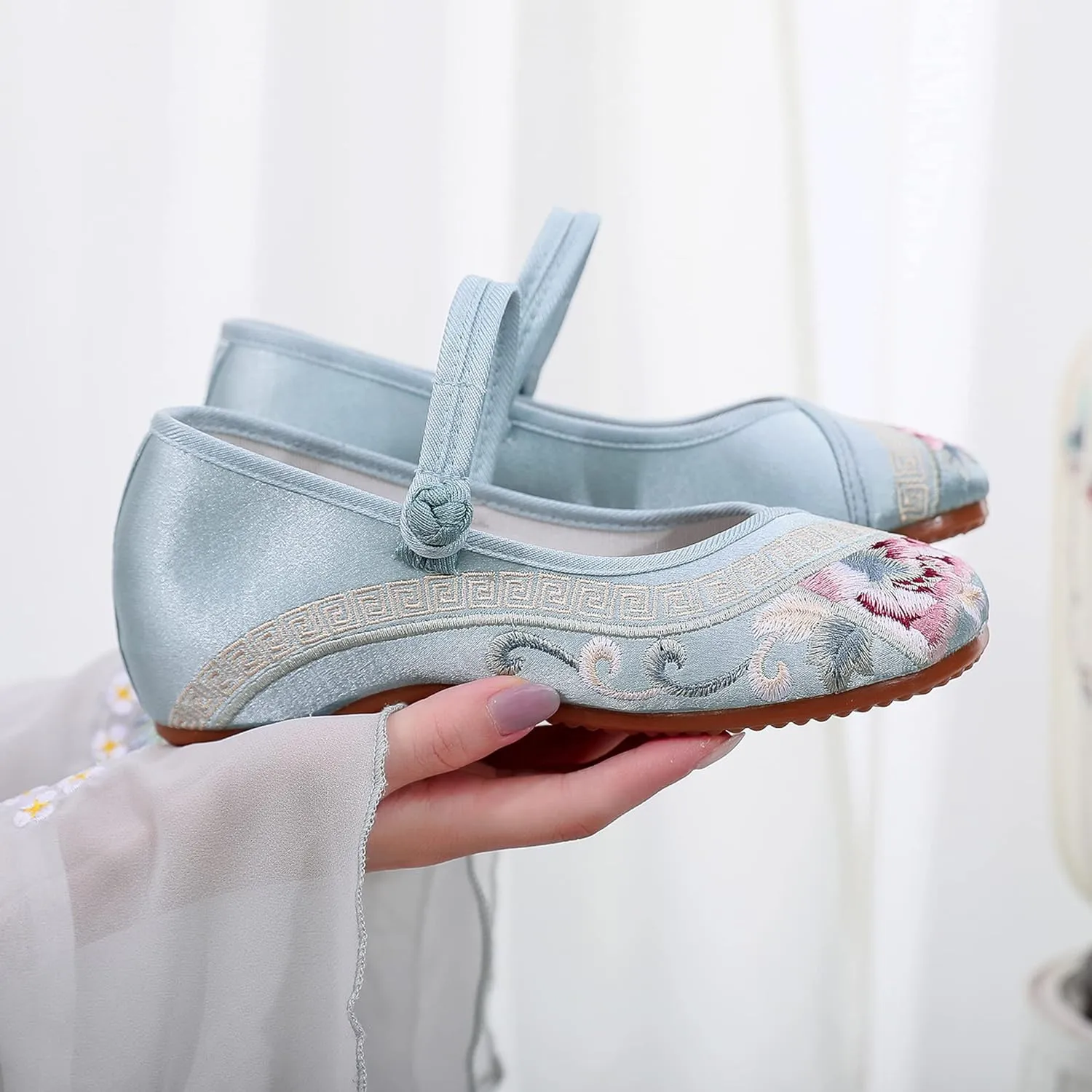 YunPeng Women's Canvas Shoes Casual Round Toe Mary Jane Shoes Ballerina Ballet Yoga Flats Slip on Shoes