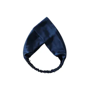 ZIMASILK 100% Mulberry Silk Headband Elastic Twisted Head Hair Wrap Accessory Turban For Women(Navy Blue)