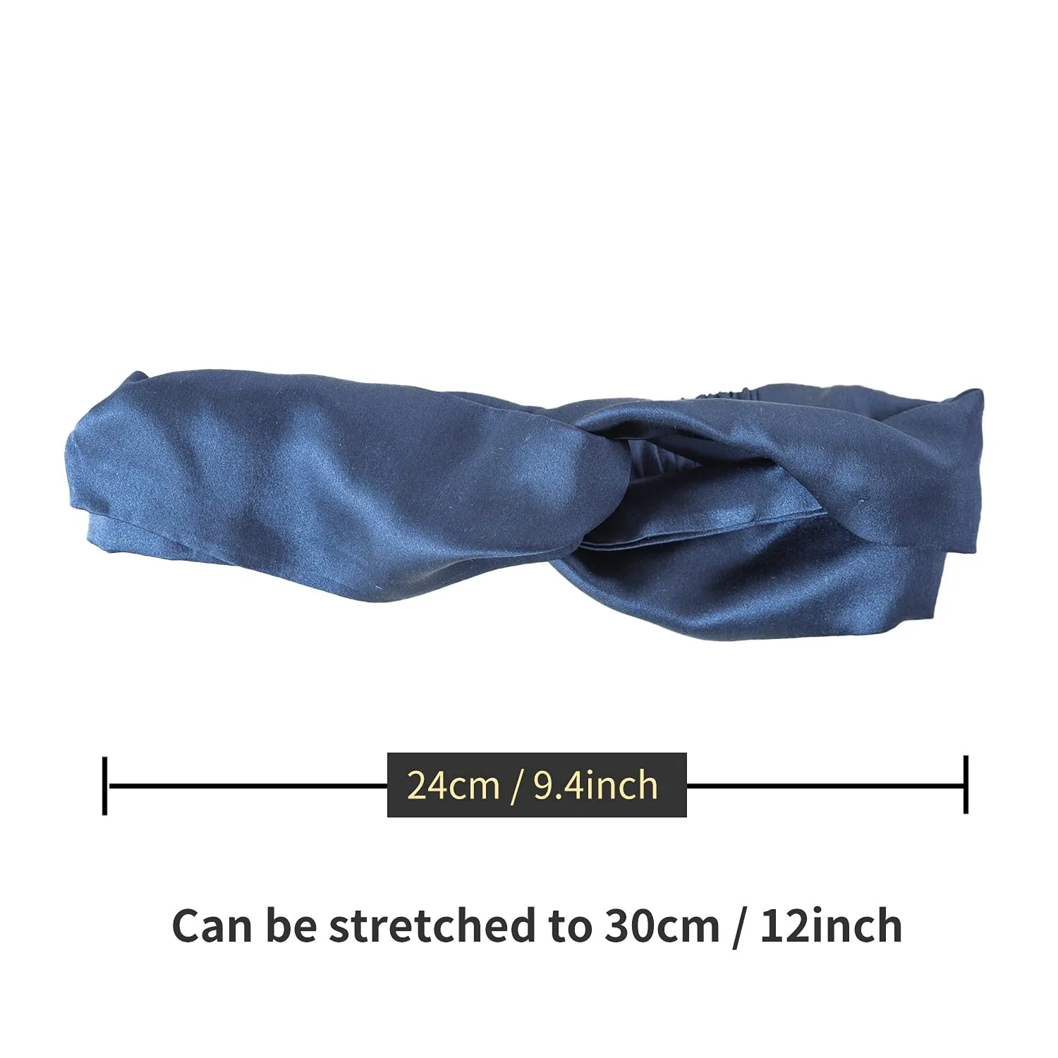 ZIMASILK 100% Mulberry Silk Headband Elastic Twisted Head Hair Wrap Accessory Turban For Women(Navy Blue)